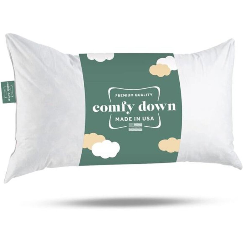 Decorative Throw Pillow Insert, Down and Feather Fill, 100% Cotton